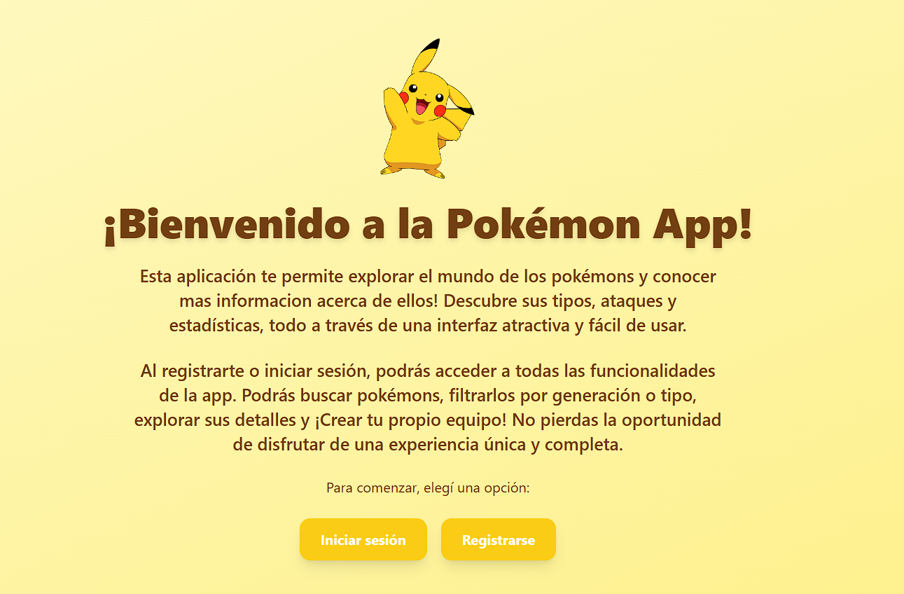 Vista principal de la aplicación Pokémon